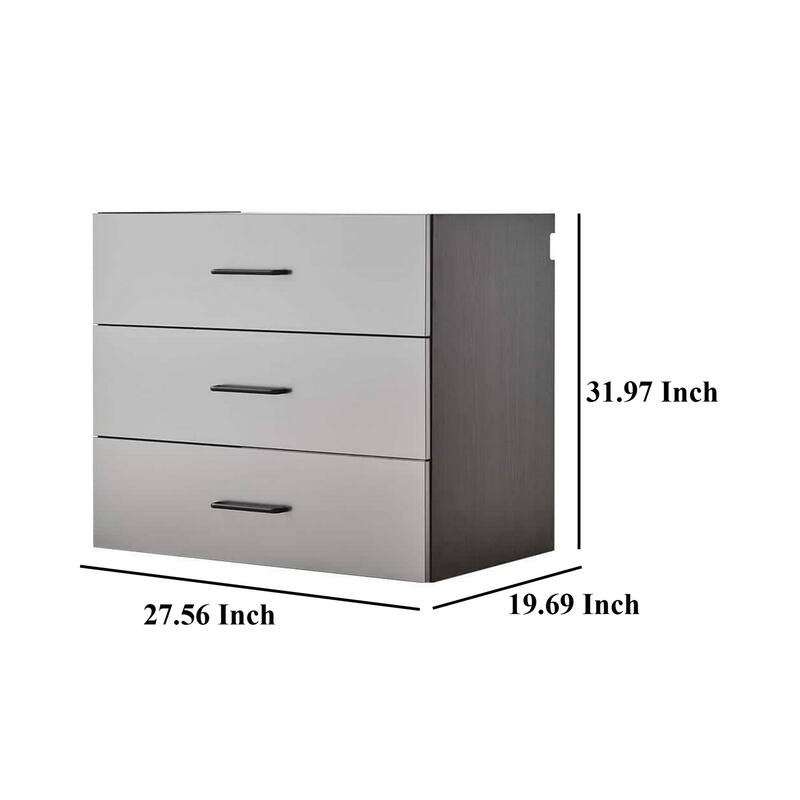 Asti Garage Wall Storage Cabinet, 32 Inch 3 Drawers, Gray Metallic