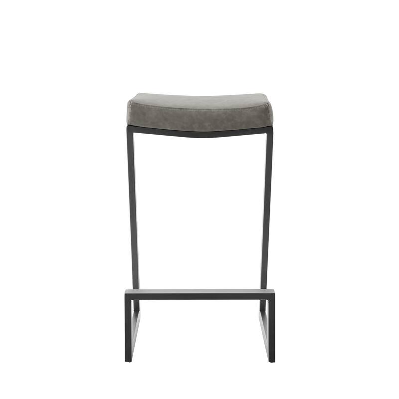 Armen Living Atlantis 30-inch Backless Bar Stool in Metal and Faux Leather