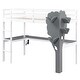 preview thumbnail 8 of 6, White Twin Wood Loft Bed with Desk, Bookcase, Charging Station
