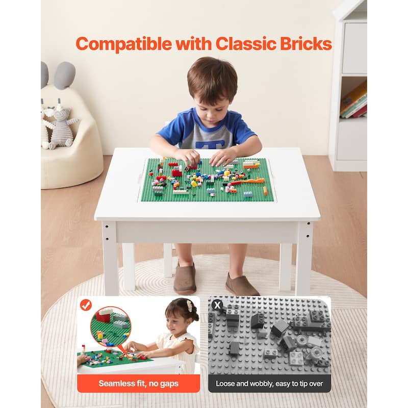 Toddler Table and Chair Set with Double-Sided Tabletop - 25.6 x 25.6 x 20.94 in