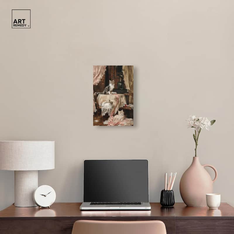 Kittens at the Table Canvas by Art Remedy, Gallery Wrapped