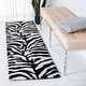 preview thumbnail 3 of 15, SAFAVIEH Florida Shag Rozinka Zebra Animal Print 1.2-inch Thick Rug 2' x 13' Runner - Ivory/Black - Runner