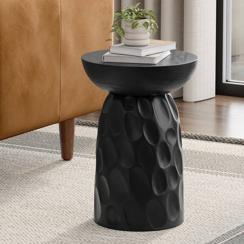 WYNDENHALL Willis 13" Wide Solid Wood Contemporary Accent Table & Fully Assembled - 12.6" D x 12.6" W x 17.7" H - Simple Black
