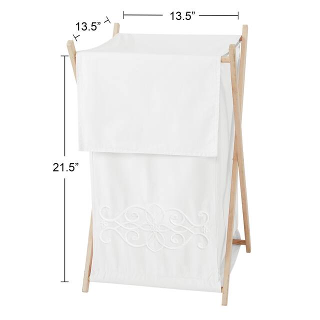 White Boho Bohemian Laundry Hamper - Solid Color Shabby Chic Princess Luxurious Luxury Elegant Vintage Designer Boutique