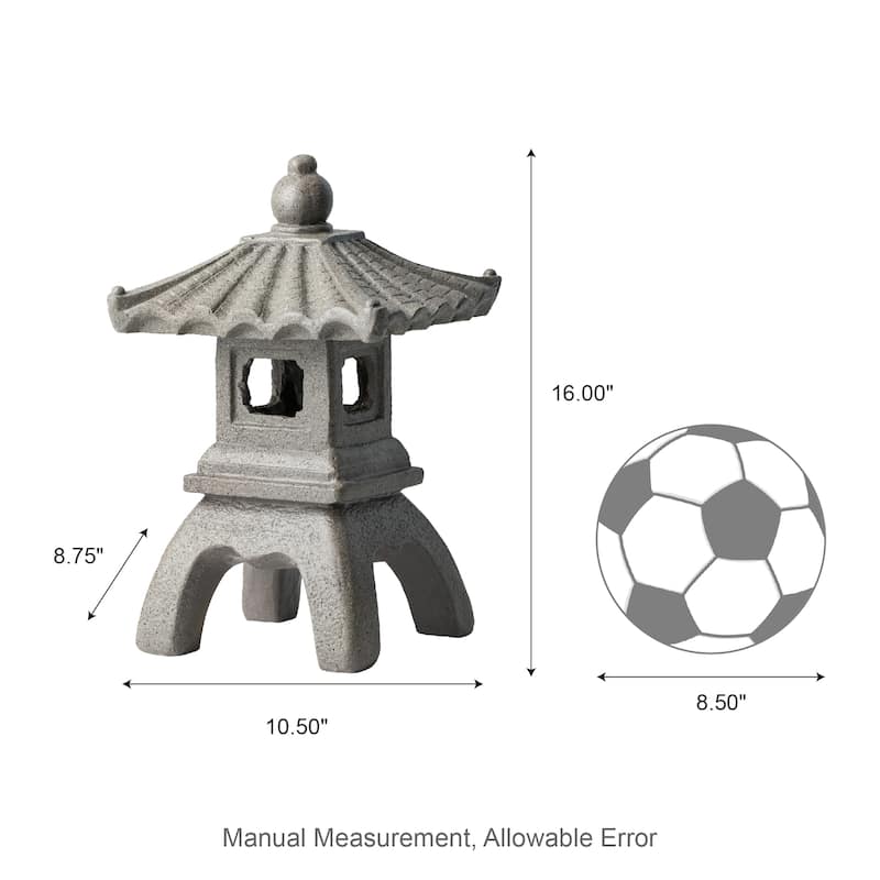 Glitzhome MGO Faux Concrete Pagoda Garden Statue Indoor and Outdoor Decoration