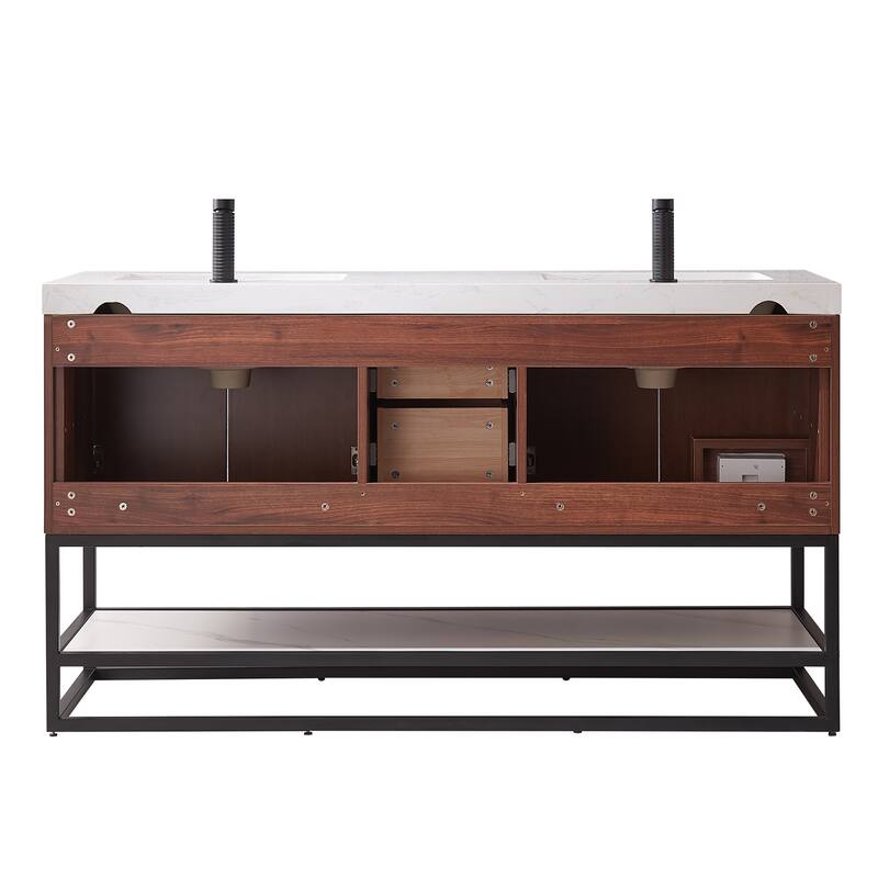 Mahon Double Bath Vanity with Composite Stone Top and Mirror