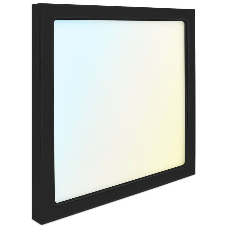 Luxrite 9 Inch Square LED Flush Mount Light, 18W 1250LM, 5CCT 2700K-5000K, Dimmable, ETL - Black - Color Selectable 2700/3000/3500/4000/5000