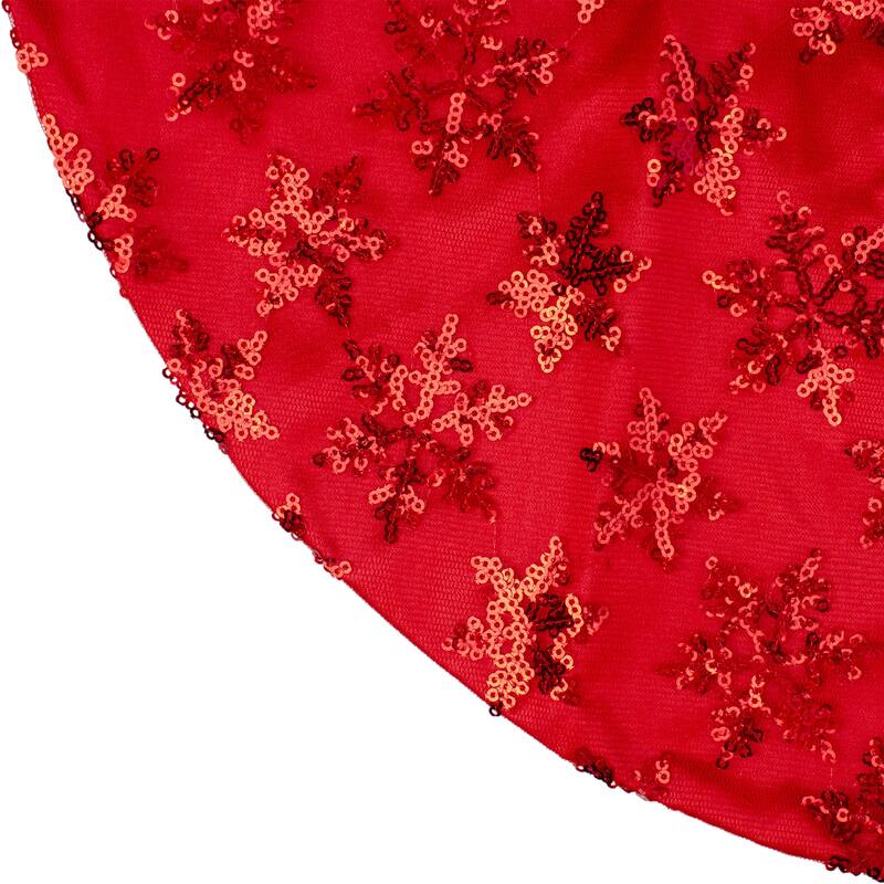 20" Red Sequin Snowflake Pattern Mini Christmas Tree Skirt - 20