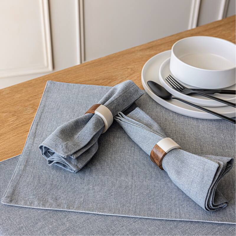 over&back 100% Cotton Woven Chambray Placemats - Set of 4