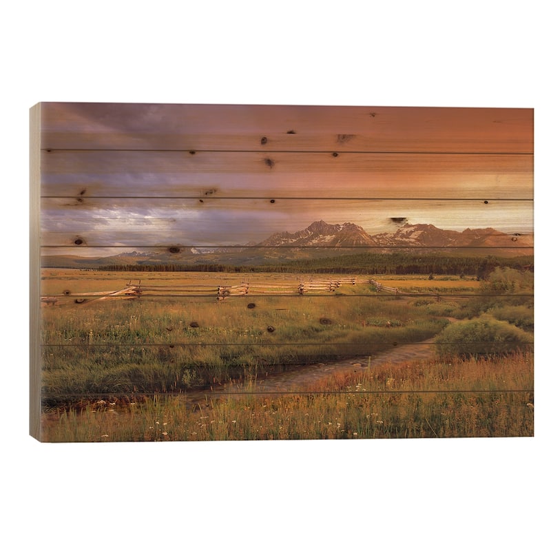 Sawtooth Sunrise Print On Wood by Dennis Frates - Multi-Color - 18x26x1.5