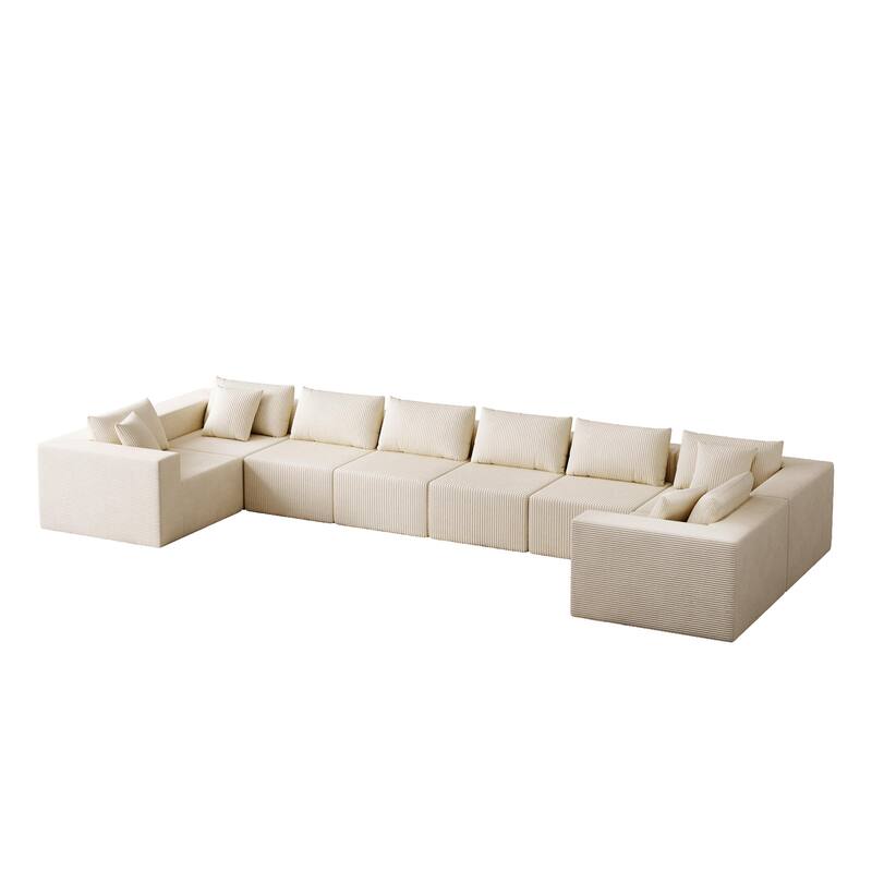 Luxury Floor Standing Couch Set Sectional Sofa Set Corduroy Upholstered Modular Sofa - Freely Combined Into Various Shapes