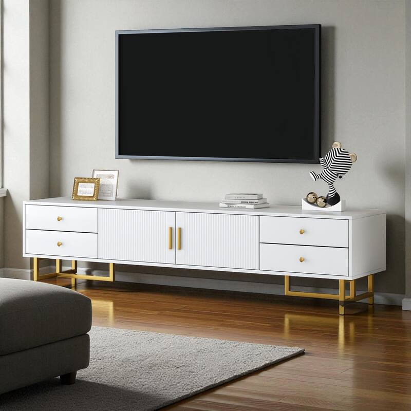 70.9'' Modern TV Stand for 65+ Inch TVs, Entertainment Center with 4 Drawers, Cabinet & Cable Management for Living Room