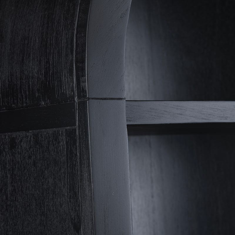 77.5 in. Black Solid Wood 5 Shelf Bookcase