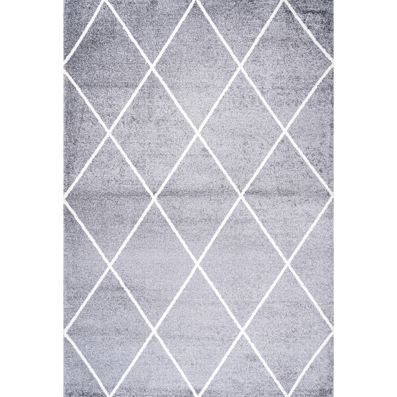 JONATHAN Y Viscon Minimalist Diamond Trellis Area Rug - 5 X 8 - Gray/White