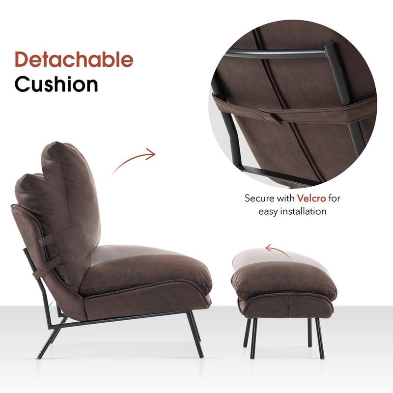 MCombo Accent Chair with Ottoman, Leathaire Fabric LW951