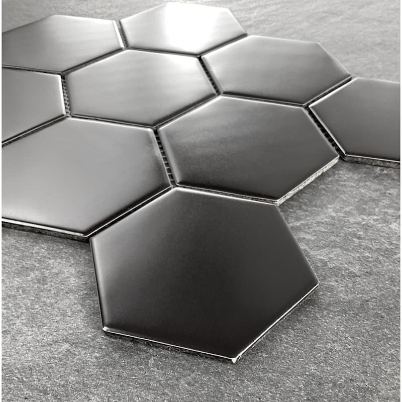 Porcelain Mosaic Tiles - White 4" Hexagon Mosaic Tiles