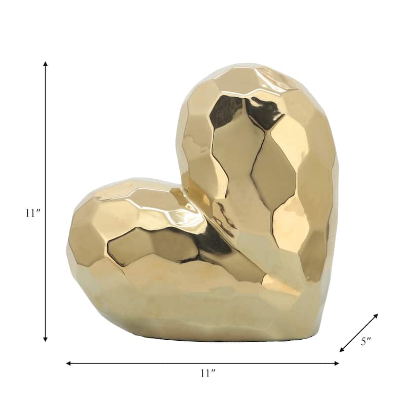 Modern Stone Ceramic Geometric Heart Sculpture