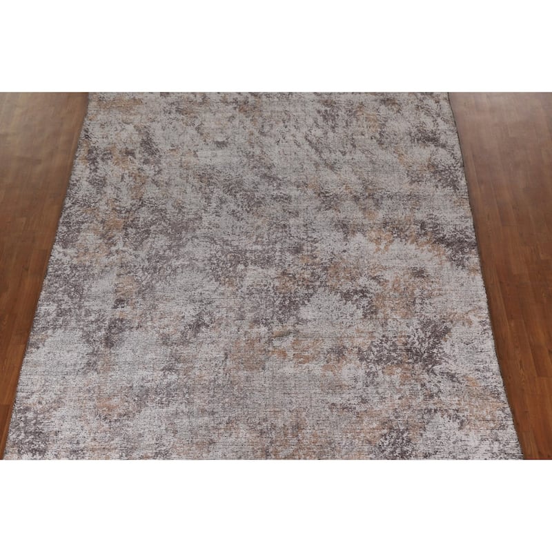 Beige Modern Area Rug Handmade Wool Carpet - 8'0"x 11'4"