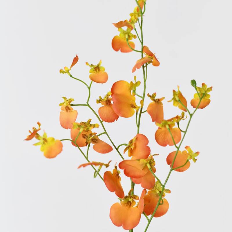 Orange-yellow Silk Decorative Artificial Dancing Lady Orchid(Pack of 1 Branch)