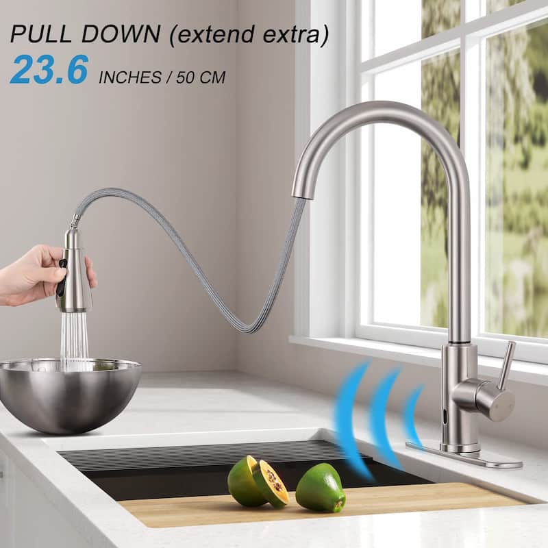 Touchless Kitchen Faucet with Pull Down Sprayer, Motion Single Handle ...