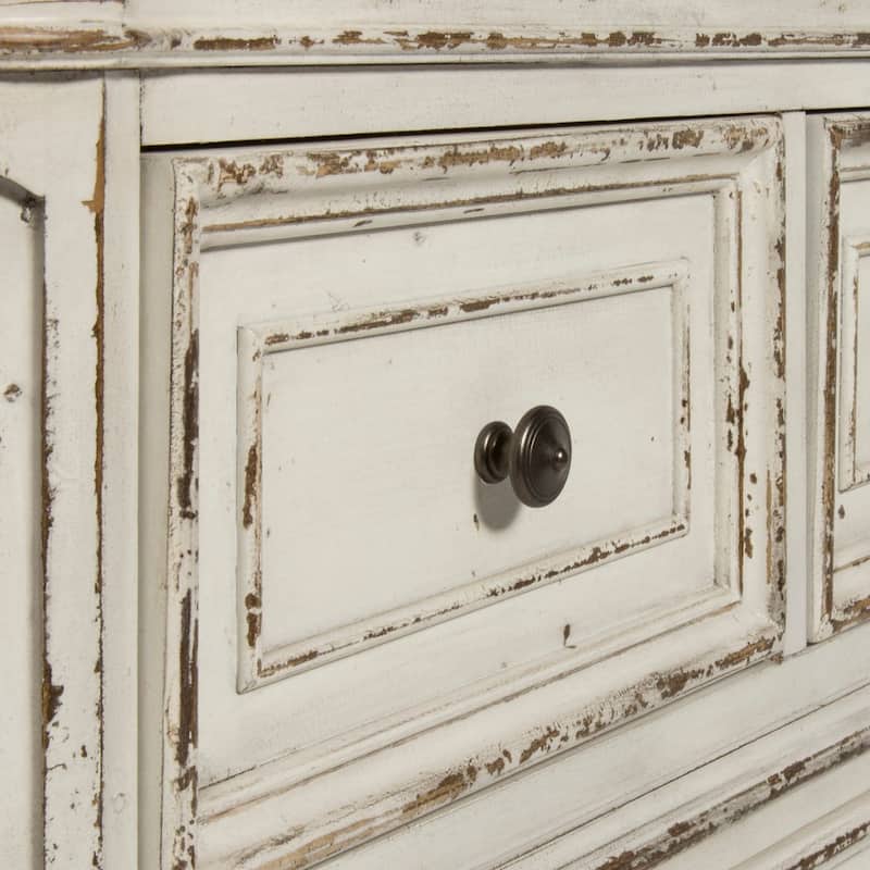 Magnolia Manor Antique White and Weathered Bark Vanity Desk