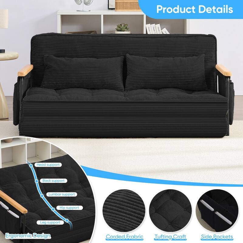 Mixoy Muti-Functional Folding Floor Sofa Bed,3-Seater,2-Seater,1-Seater Lazy Futon Sofa with 6 Position Adjustable Backrest