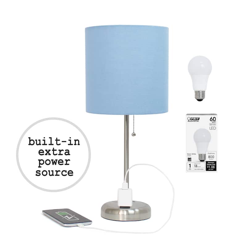 Simple Designs 9.5" Desk Lamp with Charging Outlet and LED Bulb Included - 19.50