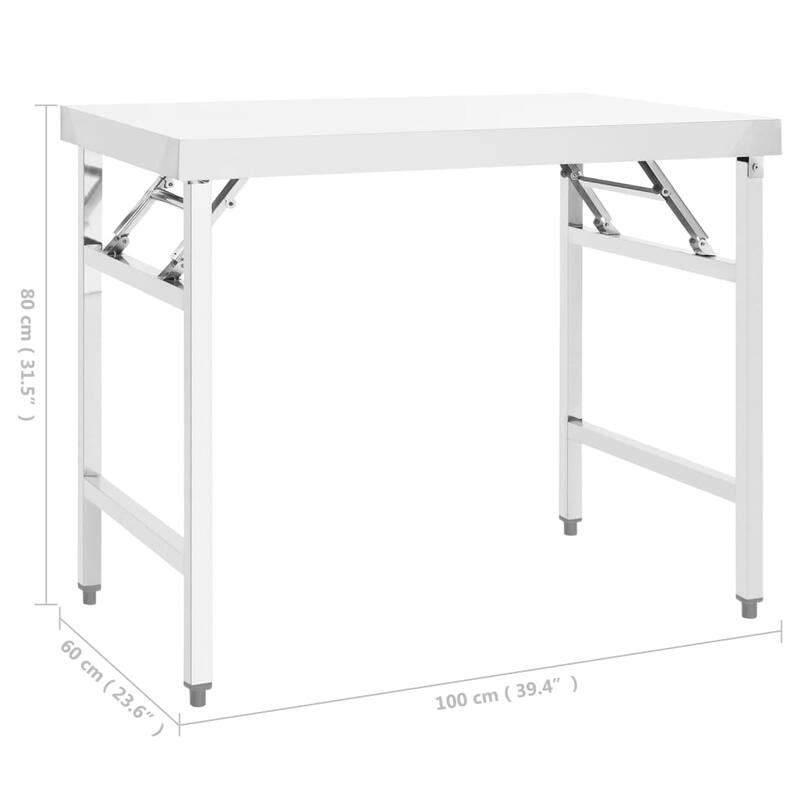 vidaXL Kitchen Work Table Hotel Prep Work Table with underhelf Stainless Steel