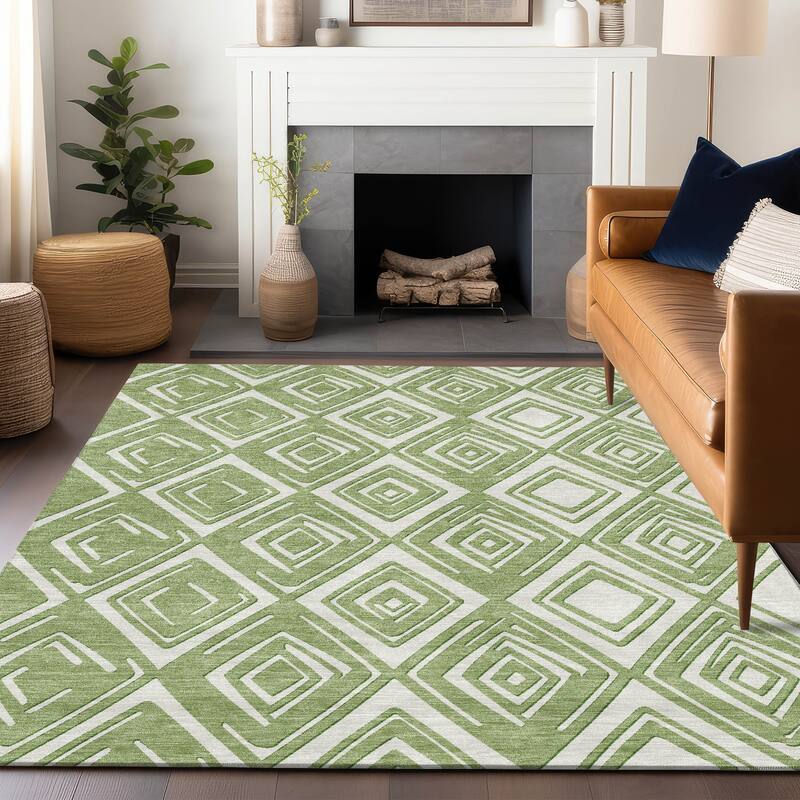 Machine Washable Indoor/ Outdoor Chantille Contemporary Diamonds Rug