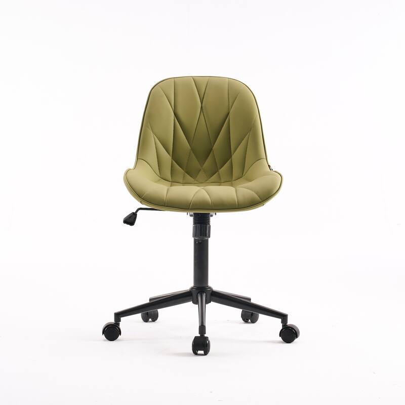 Armless Swivel Office Chair, Faux Leather Task Chairs with Wheels