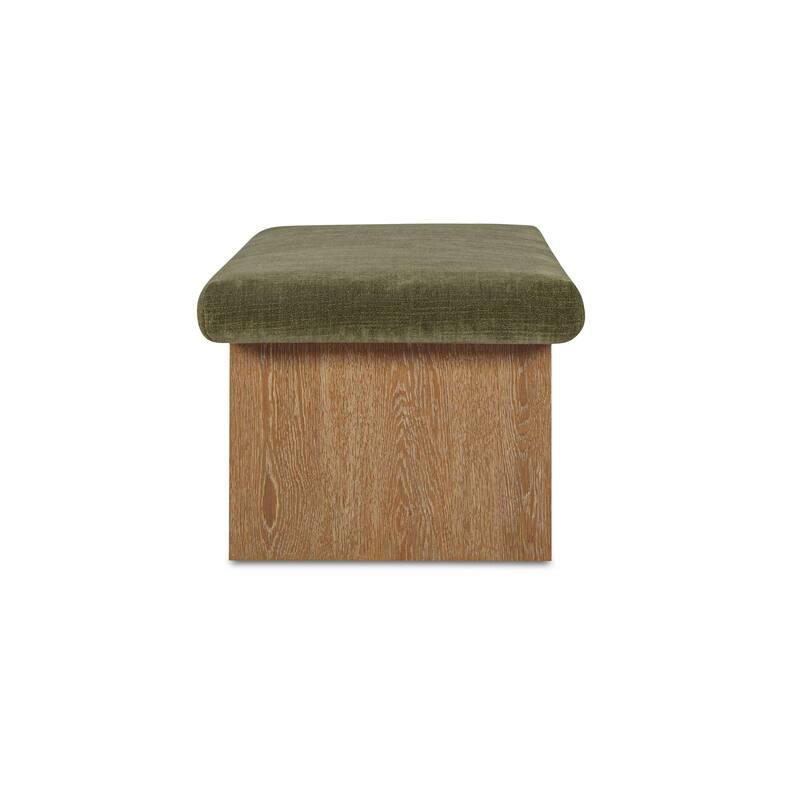 Title: NADAAL STUDIOS Nadaal Orielle Storage Bench, Linen‑Blend Chenille Seat with Oak Veneer Base Oat