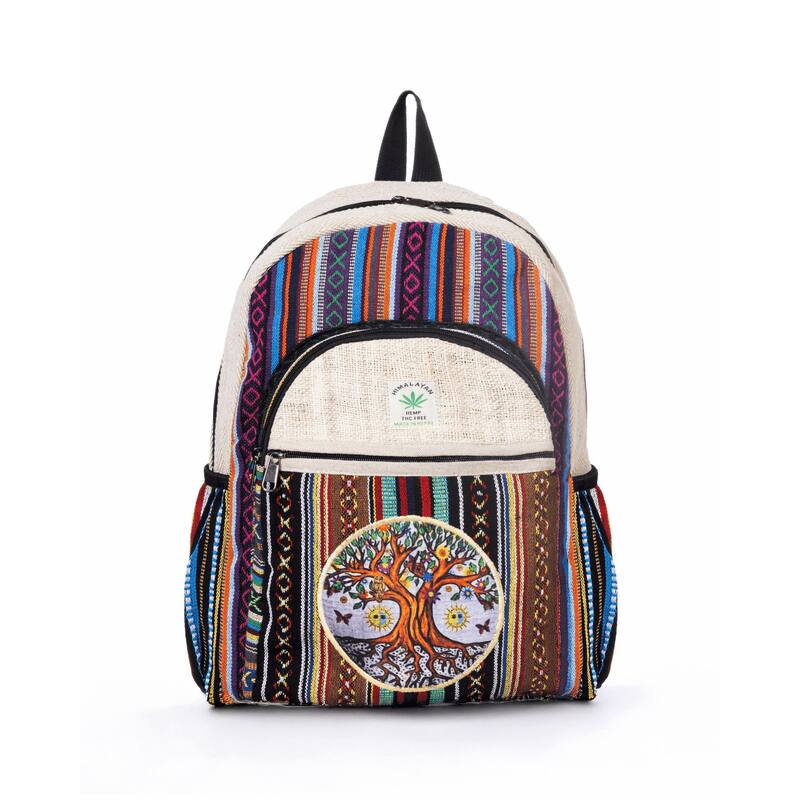 Kathmandu Collection Handmade Cotton and Hemp Tree of Life Backpack