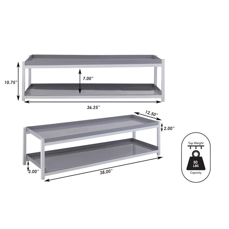 happimess Industrial Compact 10.75" 6-Pair 2-Tier Iron Shoe Rack
