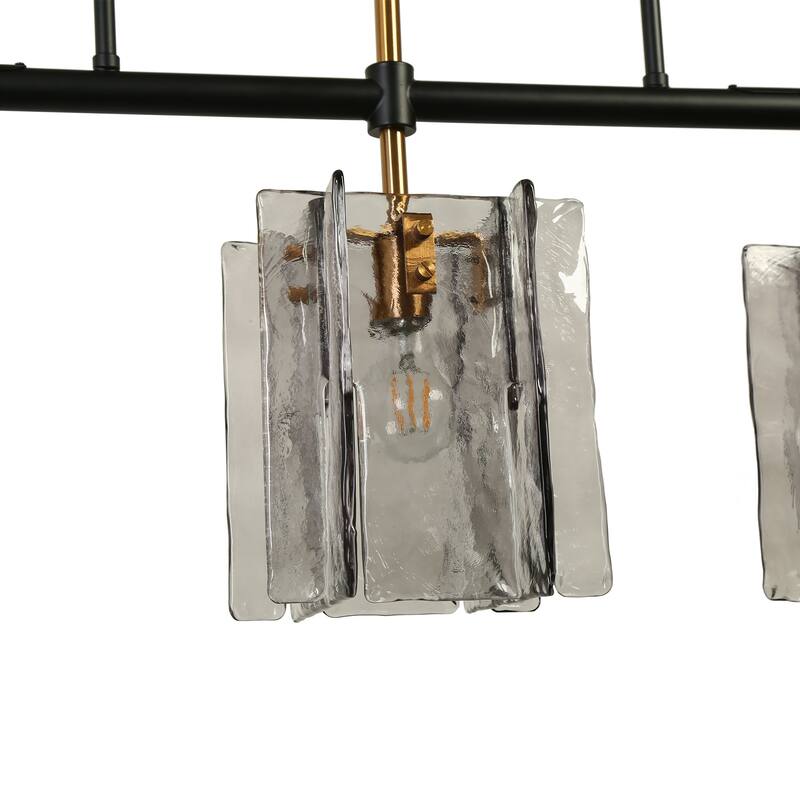 Kasy Modern 5-Light Smoky Textured Glass Chandelier Oversized Kitchen Island Light for 8-10 Dining Sets