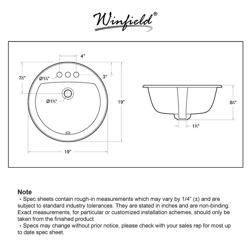 Gele 1919, 19 inch Round Drop in Bathroom Vessel Sink, 3 Faucet holes w