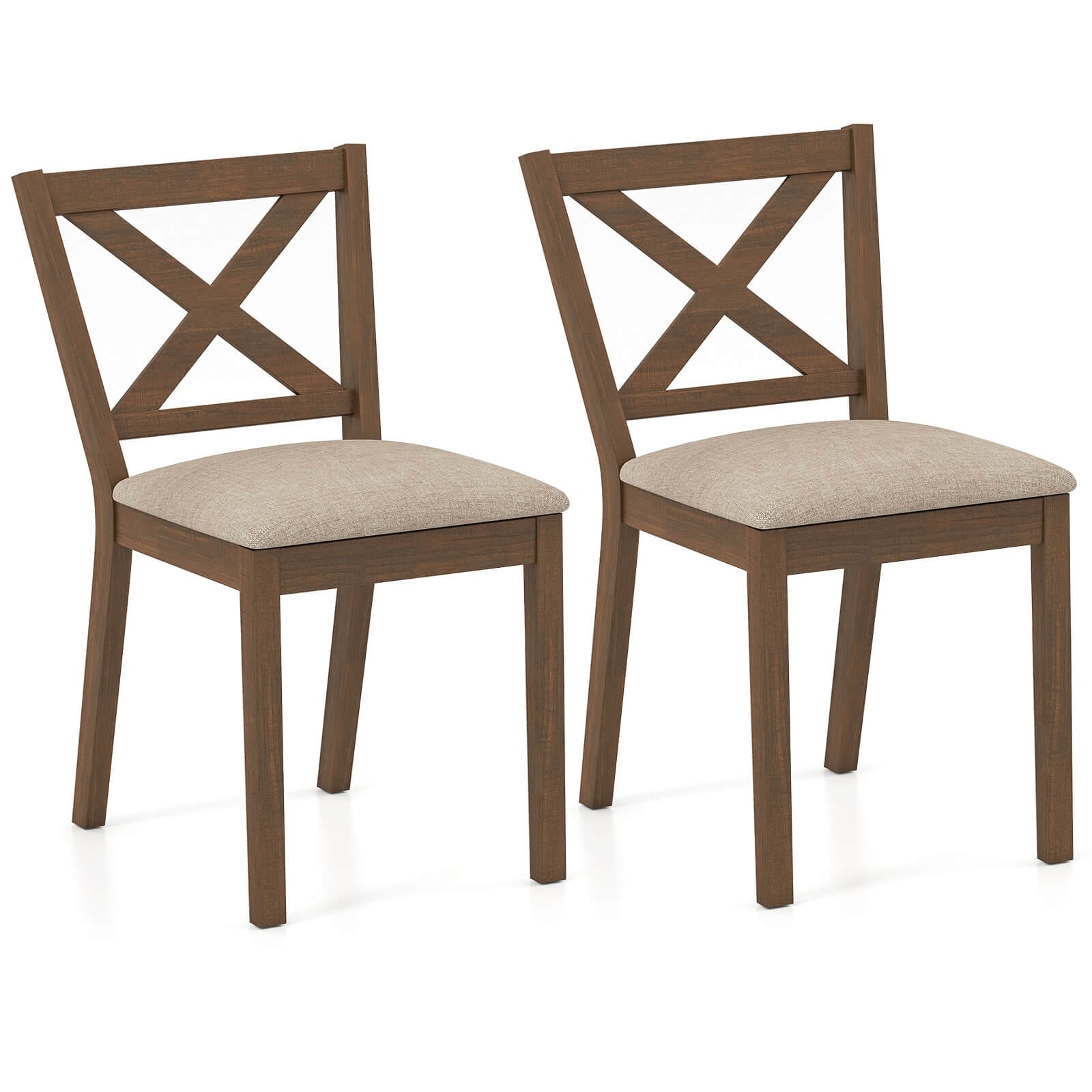 Costway Dining Chair Set of 2/4 Upholstered Seat & Breathable X-shaped