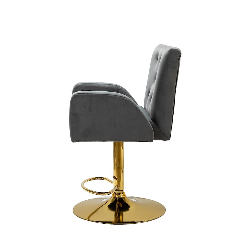 Loreto Modern Tufted Velvet Swivel chair with Adjustable Height Set of 2 by HULALA HOME
