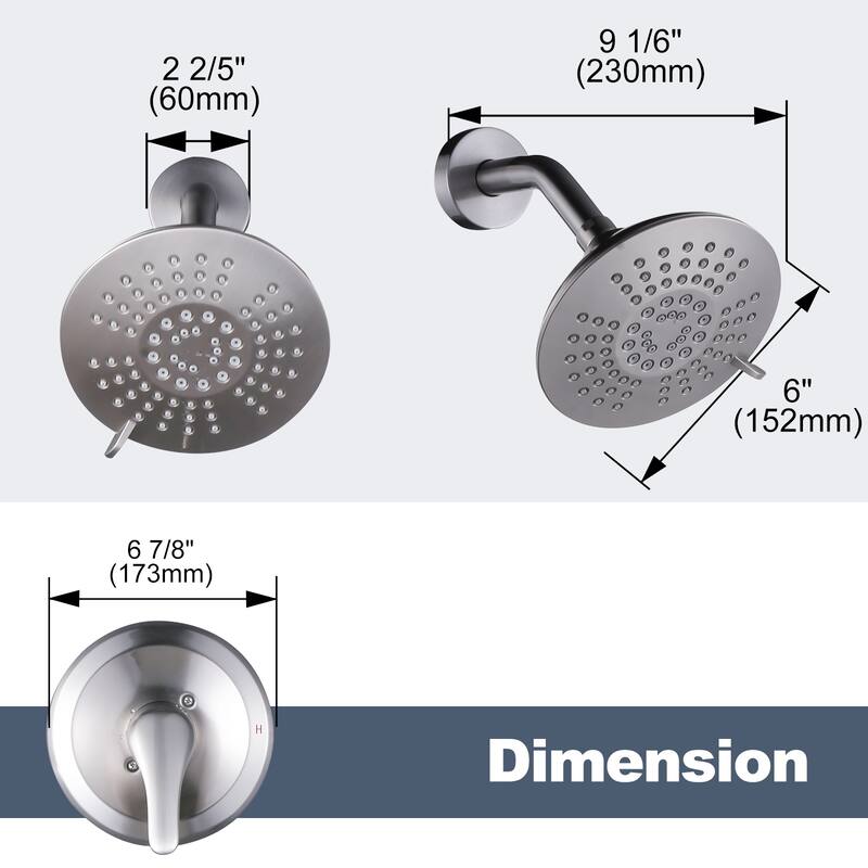 WOWOW Single Handle 5-Spray Shower Faucet with Pressure Balance