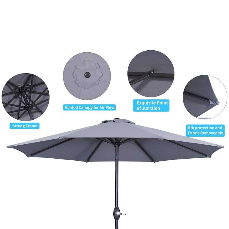 9 ft.Aluminum Market High Quality Light Tilt Patio Beach Umbrella without Base