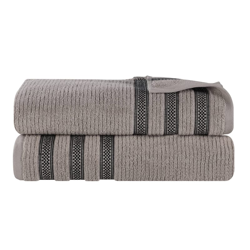 Superior Brea Zero Twist Cotton Ribbed Modern Bath Sheet Set of 2