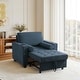 preview thumbnail 4 of 140, 3-in-1 Corduroy Sleeper Sofa Pull-Out Bed Convertible Adjustable Loveseat with USB Port Chair - Navy