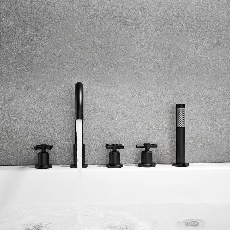 Altair Sorlia Cross Handles Deck-Mount Roman Tub Faucet with Handshower