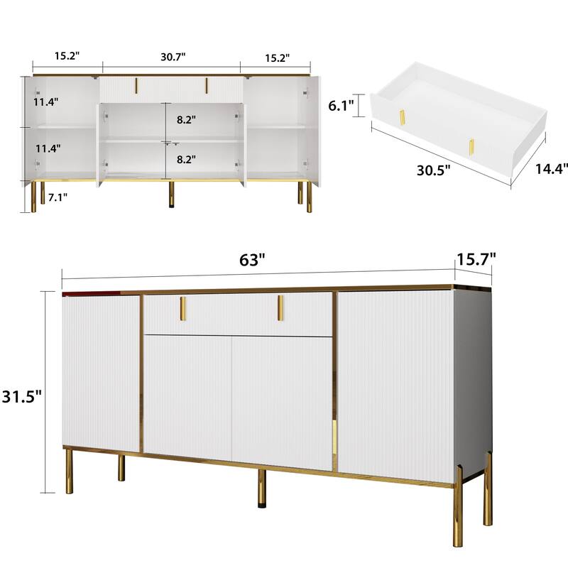Pop-Up Door Credenza Sideboard Buffet Buffet Sideboard Storage Cabinet