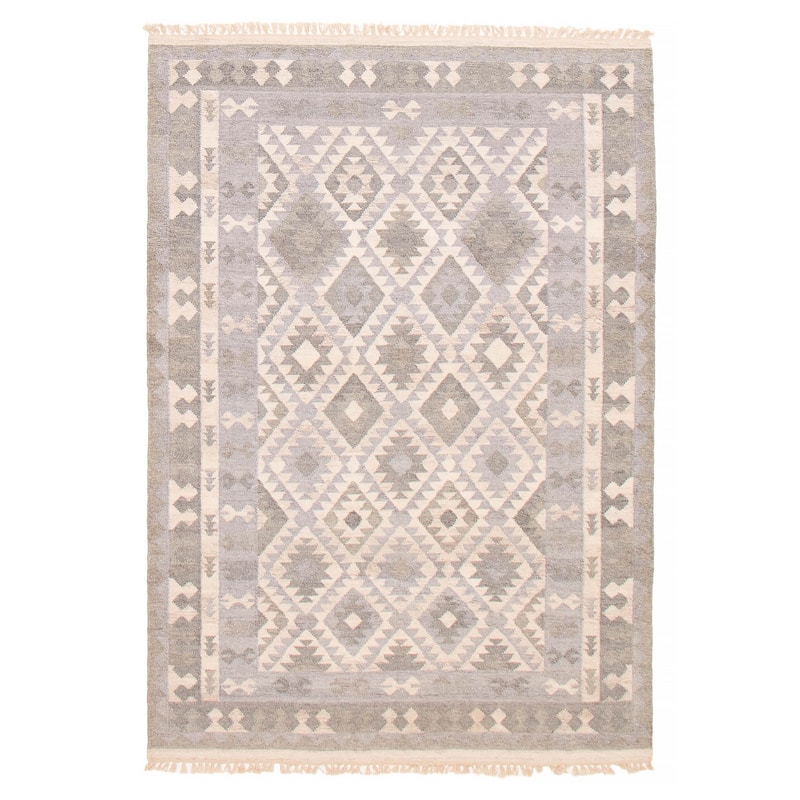 Ankara Grey Kilim 5'3" x 7'6" - 5'3 x 7'6 - Grey - 5'3 x 7'6