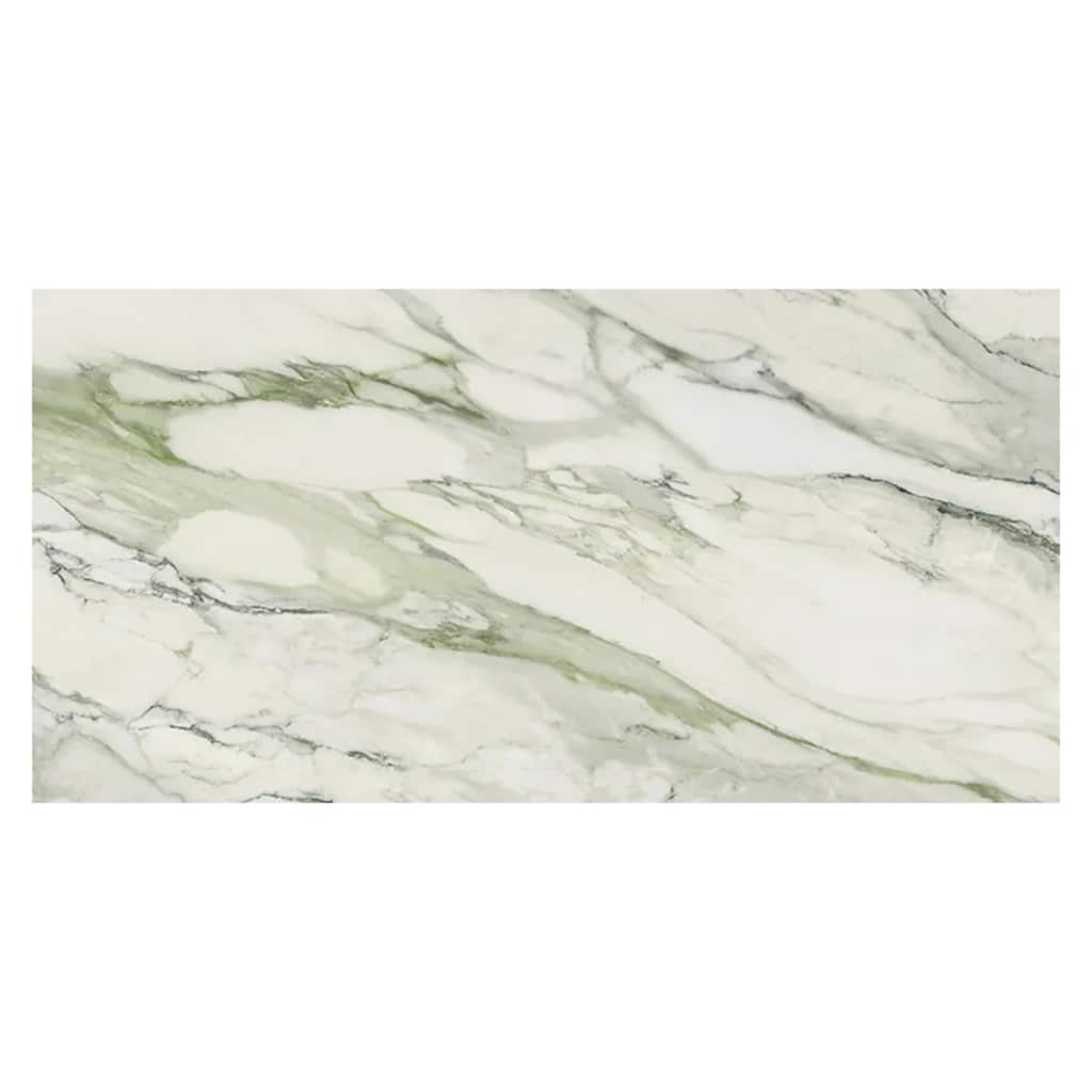 Apollo tile 24" x 48" Splendor Polished White with Sage Green Vein Porcelain Tile (15.42 sq ft/case) - 2 Pack