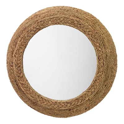 Alden Décor Bryn Seagrass Round Mirror - Natural