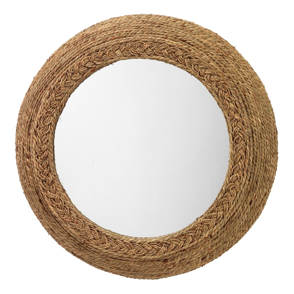 Alden Décor Bryn Seagrass Round Mirror - Natural