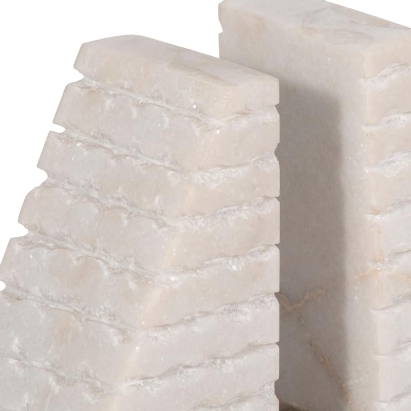 Modern Bookends with Marble Finish for Home or Office Decor - Set of 2, 6"