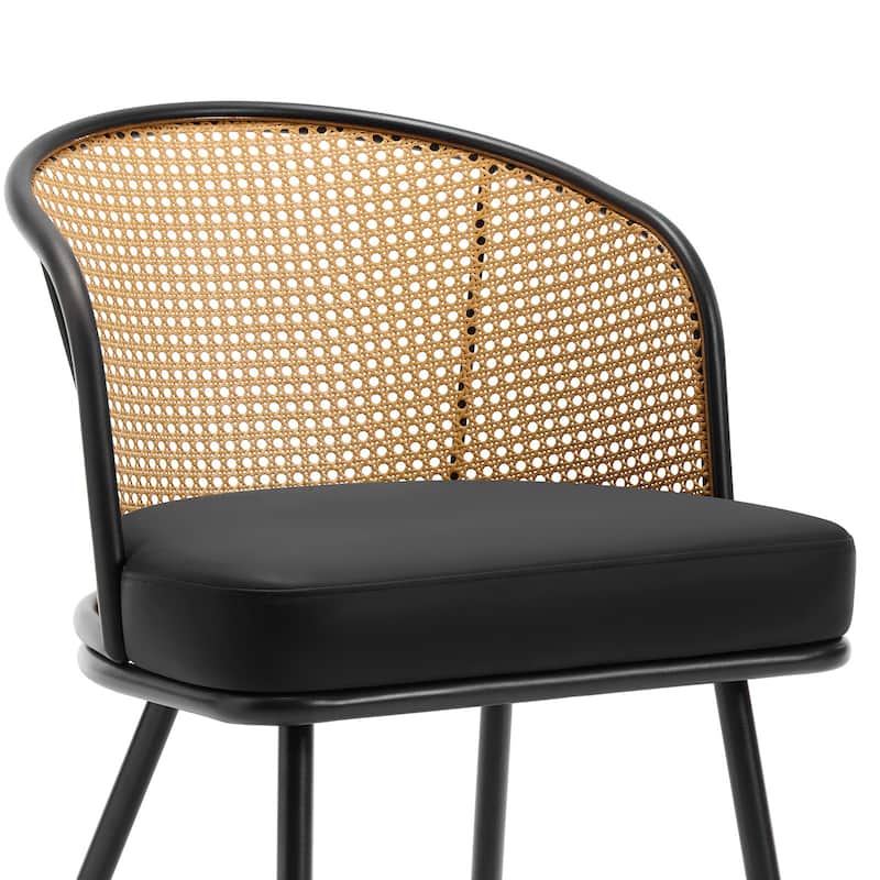 Upholstered Rattan Dining Chairs with Metal Legs Set of 2/4 - 29.92"H x 20.5"W x 23.03"D