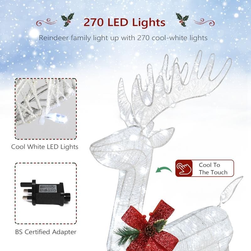 3pcs LED Christmas Family Elk Decoration